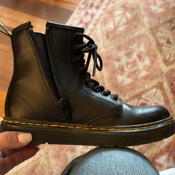 Dr. Martens Black Leather Boots with Yellow Stitching - Picture 5 of 8